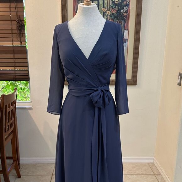 NWT JJ’s HOUSE Stormy Faux Wrap Tie Front Dress/Gown Size 10 - Picture 4 of 11